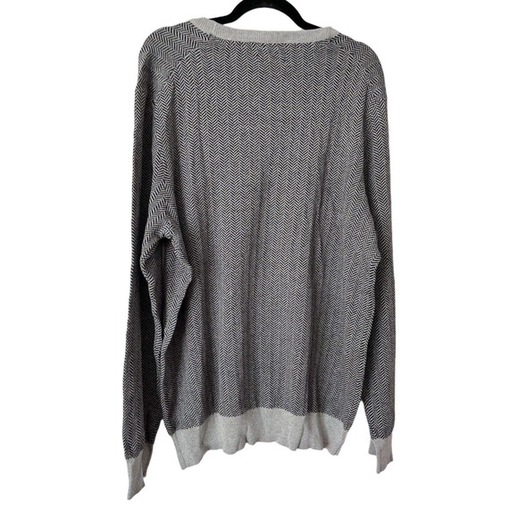 NWT Club Room Black Gray Herringbone Knit Cotton Pullover Sweater Mens Sz Large - Picture 3 of 6